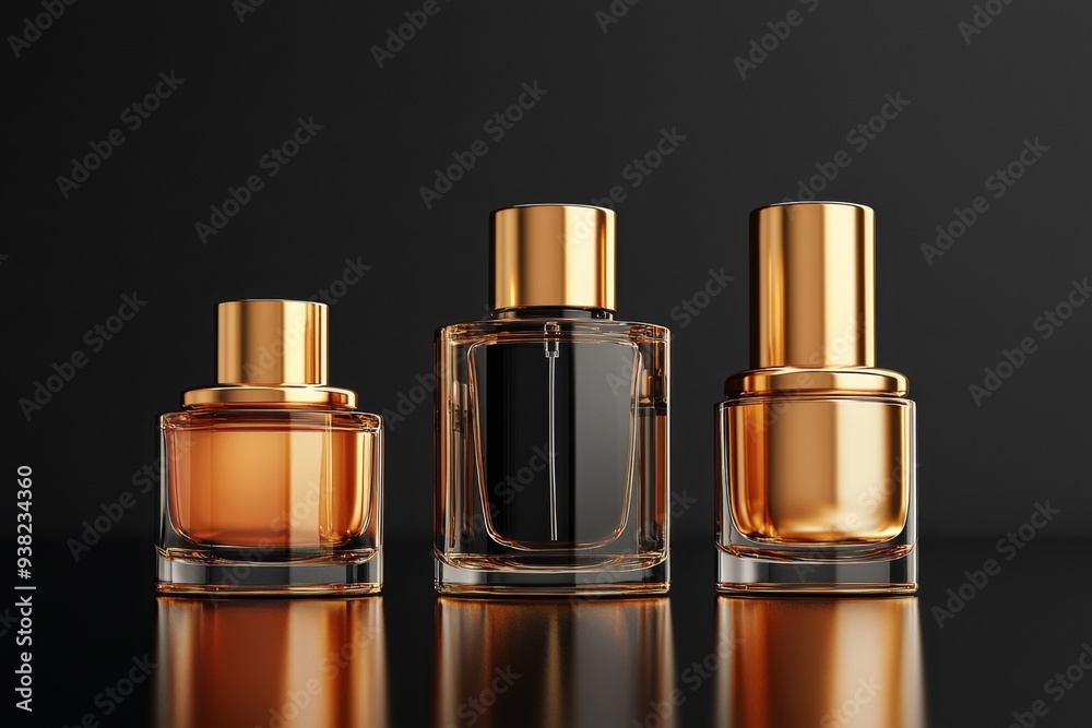 Luxurious cosmetic packaging bottles created with generative AI Luxurious cosmetic packaging bottles created with generative AI