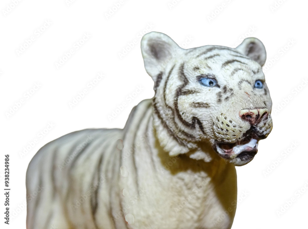 Fototapeta premium White tiger toy portrait. Tiger toy