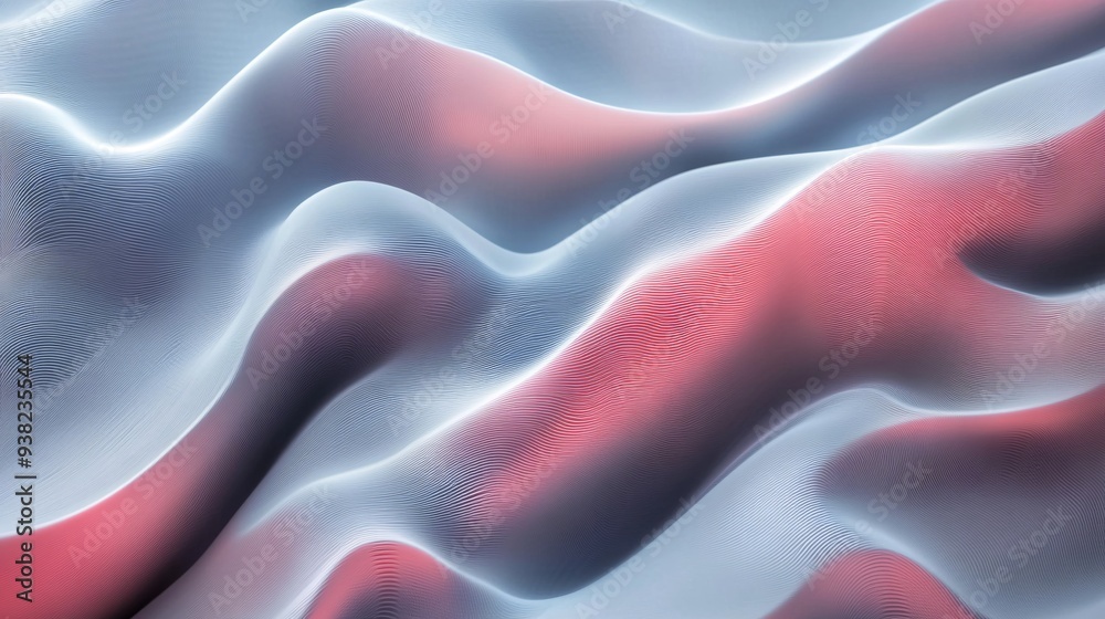 Obraz premium Subtle 3D wave patterns creating a sense of movement on a plain background