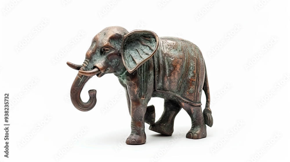 Bronze elephant figurine on white background. Bronze elephant figurine on white background.