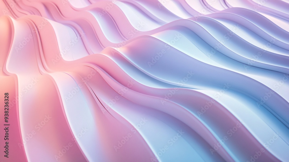 Obraz premium Minimalist 3D wave patterns with a subtle gradient background