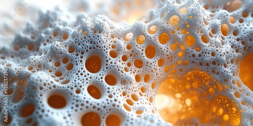 Abstract White and Orange Textured Surface with Numerous Holes