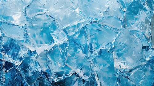 Ice Texture Cracks Surface with Abstract Winter Ice Background. AI generated illustration