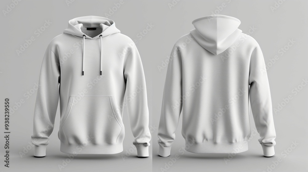 Blank Hoodie Template in Studio Lighting – Long Sleeve Sweatshirt for Apparel Design, Print, Advertising, and Fashion Branding Mockups