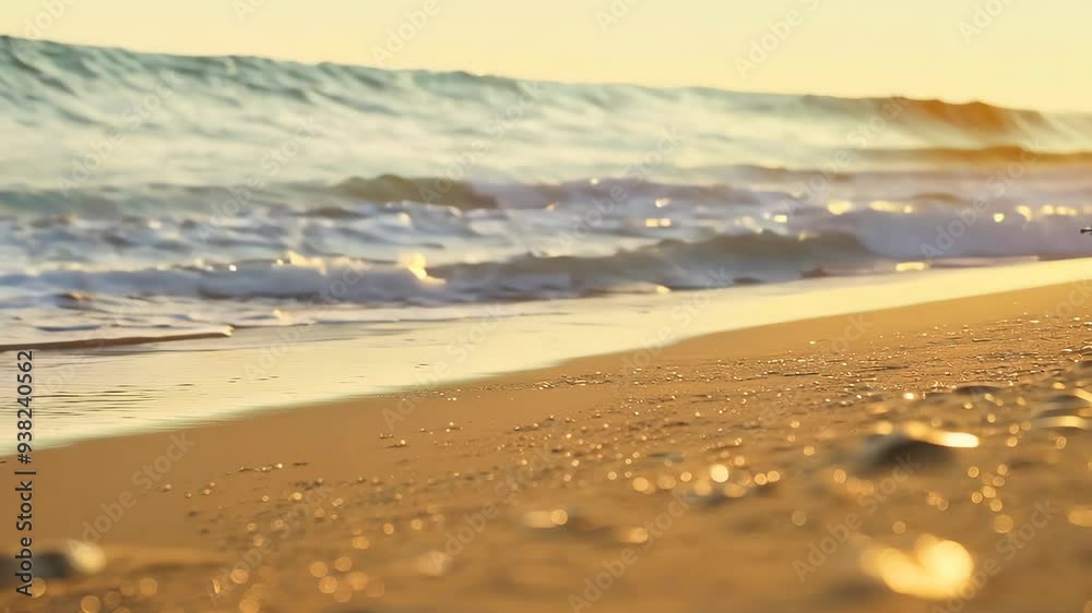 Sandy Beach with Gentle Waves on Shore Sandy Beach with Gentle Waves on Shore