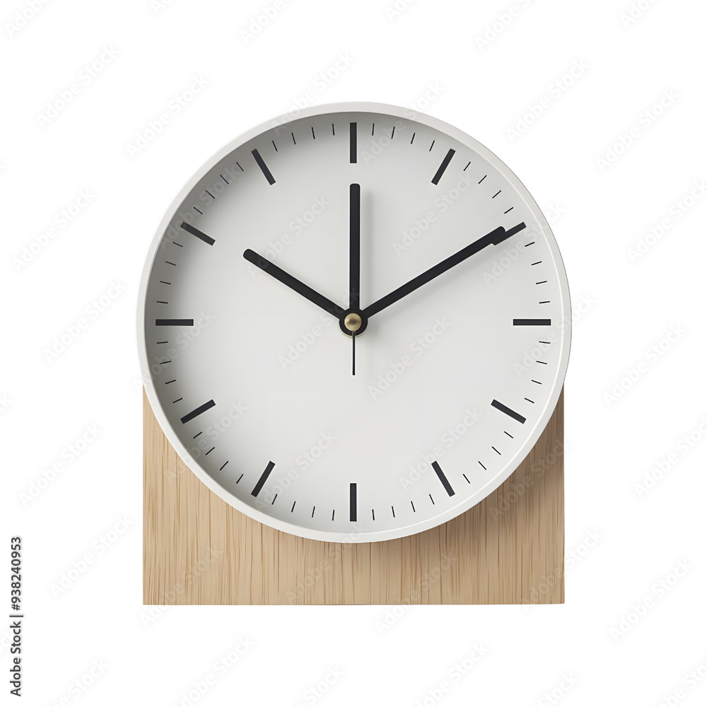 Minimalist Wall Clock on Wooden Surface cut out Minimalist Wall Clock on Wooden Surface cut out