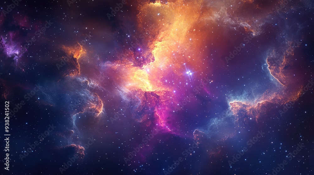 Fototapeta premium Cosmic galactic textures with swirling nebulae and star clusters, creating a vibrant and otherworldly backdrop.