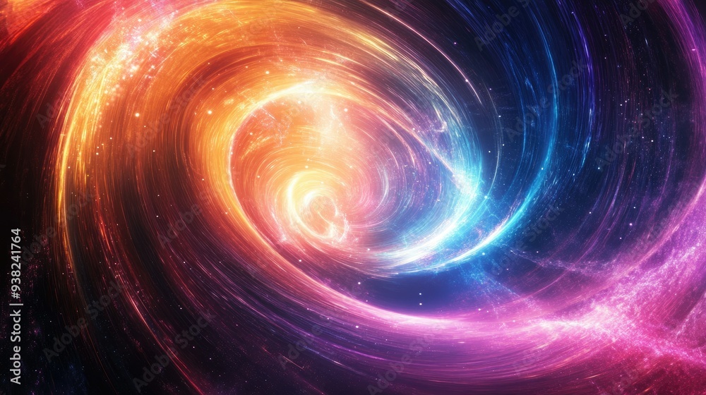 Abstract background with flowing lines and bright light representing time and space, vibrant colors swirl into infinity. Abstract background with flowing lines and bright light representing time and space, vibrant colors swirl into infinity.
