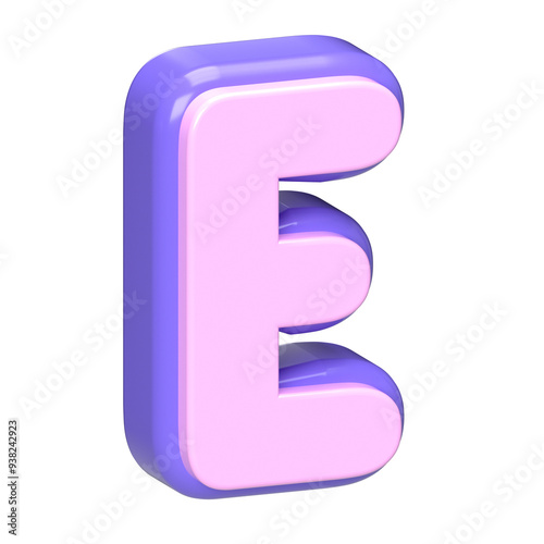 Pink and Purple 3D Letter E