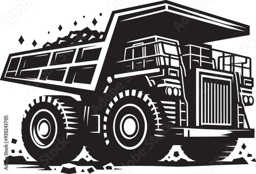 Mining Truck silhouette vector illustration isolated on a white background