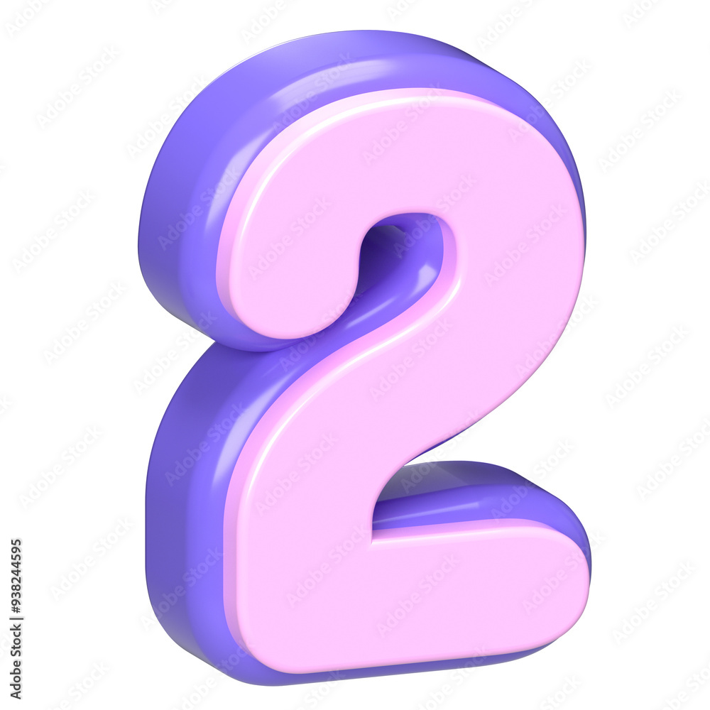 Pink and Purple 3D Number 2 Pink and Purple 3D Number 2
