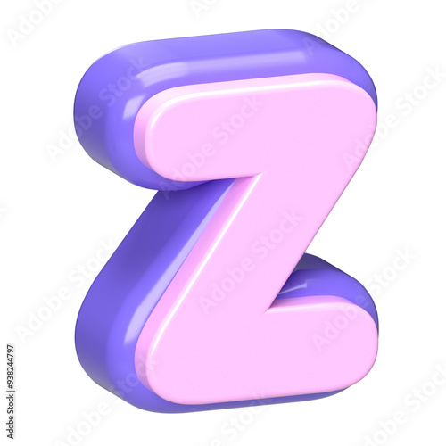 3D Rendered Letter Z in Purple and Pink