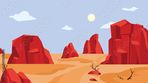 illustration of a wild desert scene in West Texas with dry grass and mountains