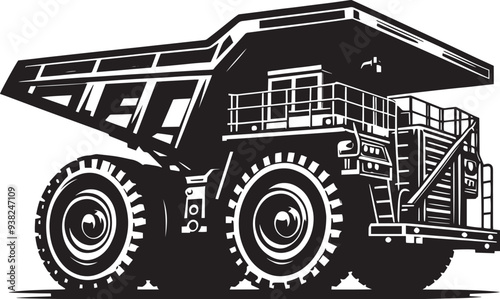 Mining Truck silhouette vector illustration isolated on a white background