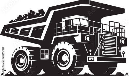 Mining Truck silhouette vector illustration isolated on a white background