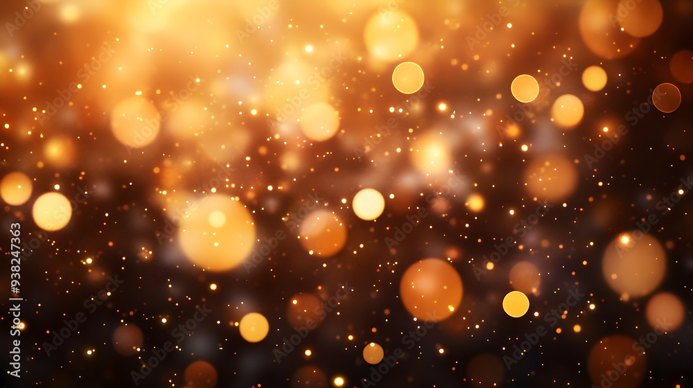 Abstract golden bokeh lights on dark background. Abstract golden bokeh lights on dark background.