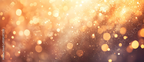 Abstract golden bokeh background with soft light and sparkle.