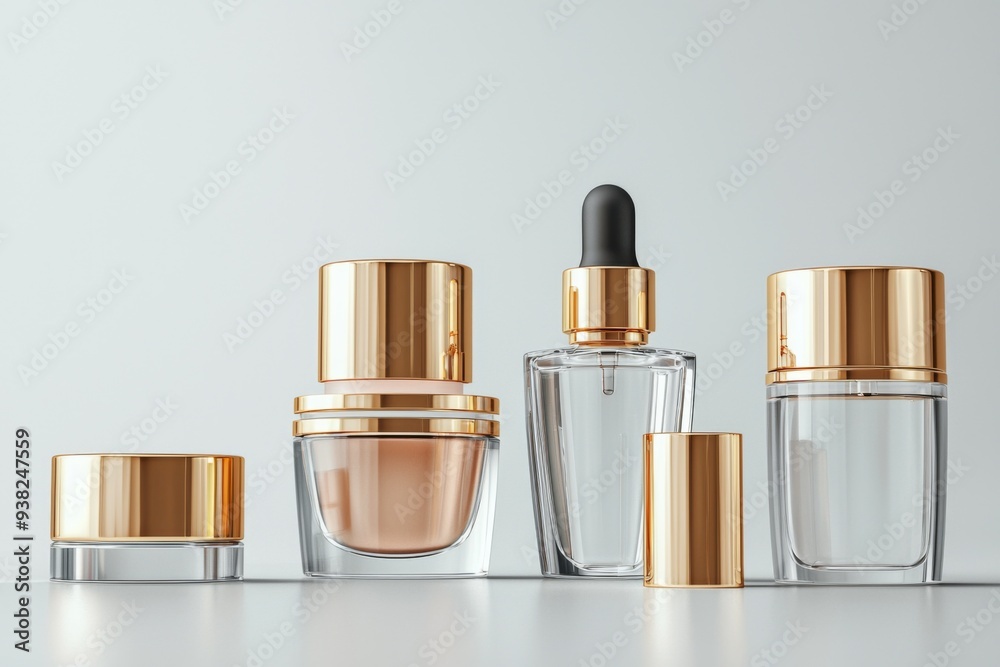Luxurious cosmetic packaging bottles created with generative AI Luxurious cosmetic packaging bottles created with generative AI
