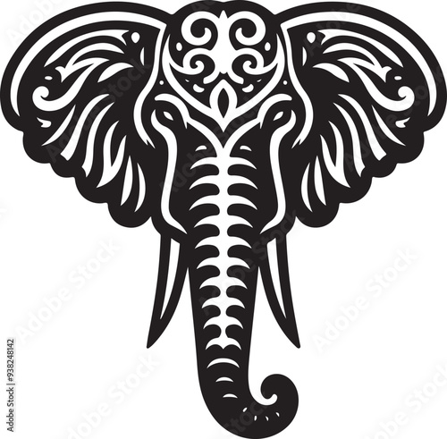  elephant head silhouette vector illustration design photo