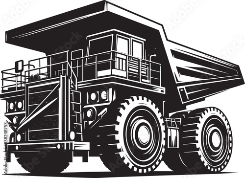 Mining Truck silhouette vector illustration isolated on a white background
