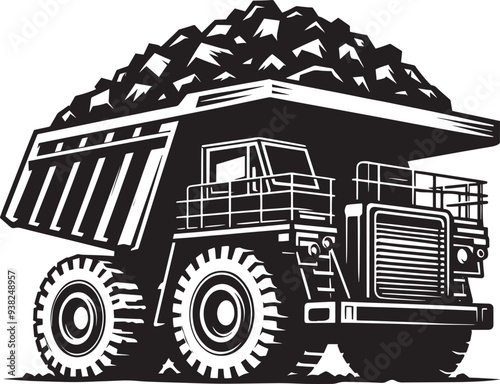 Mining Truck silhouette vector illustration isolated on a white background