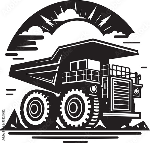 Mining Truck silhouette vector illustration isolated on a white background