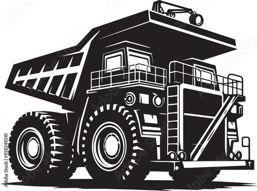 Mining Truck silhouette vector illustration isolated on a white background