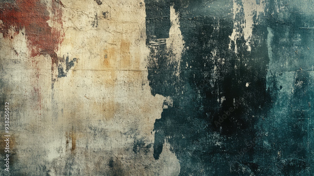 Abstract grunge composition with rough brushstrokes, faded colors, and a layered, textured appearance. Abstract grunge composition with rough brushstrokes, faded colors, and a layered, textured appearance.