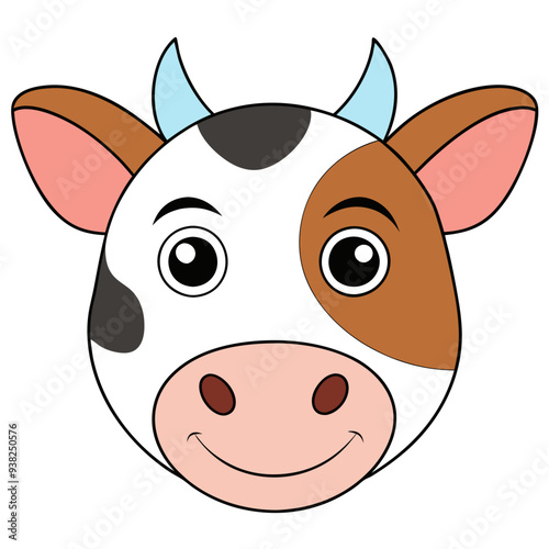 Hand-Drawn Cow Face Sketch on White Background