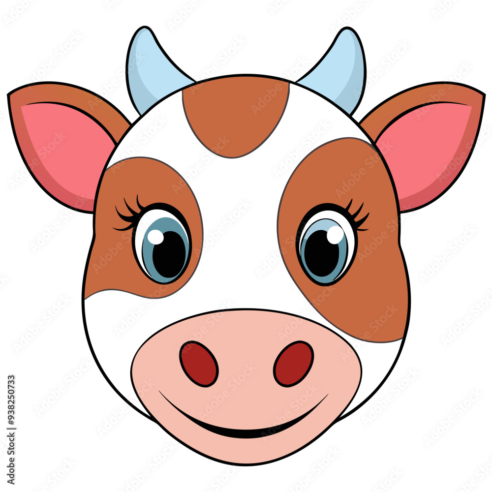 Hand-Drawn Cow Face Sketch on White Background Hand-Drawn Cow Face Sketch on White Background
