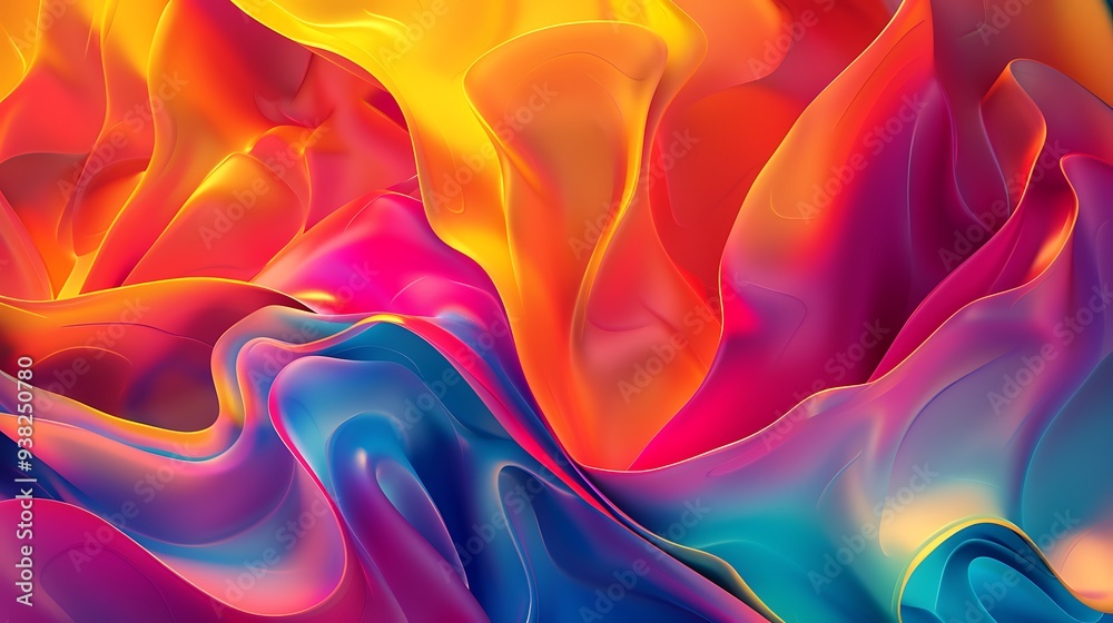 Obraz premium 3D illustration of vibrant, abstract forms representing art, passion, and spirituality, capturing the essence of creativity and the inner world