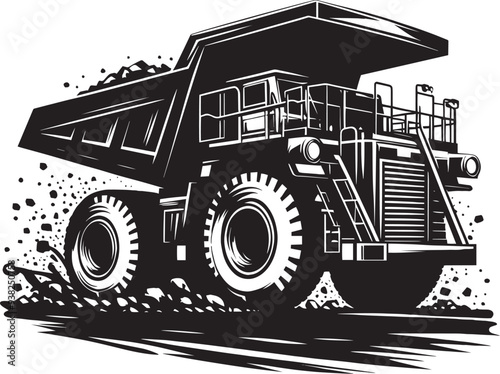 Mining Truck silhouette vector illustration isolated on a white background
