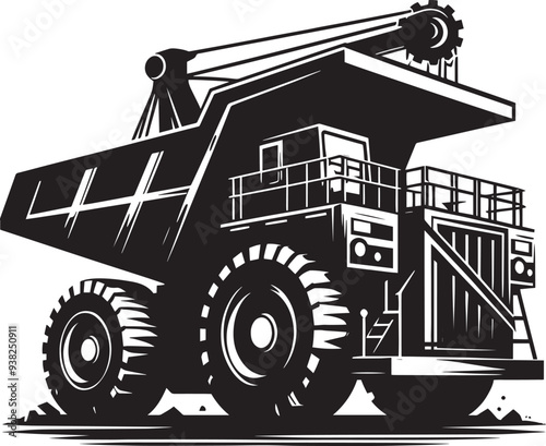 Mining Truck silhouette vector illustration isolated on a white background