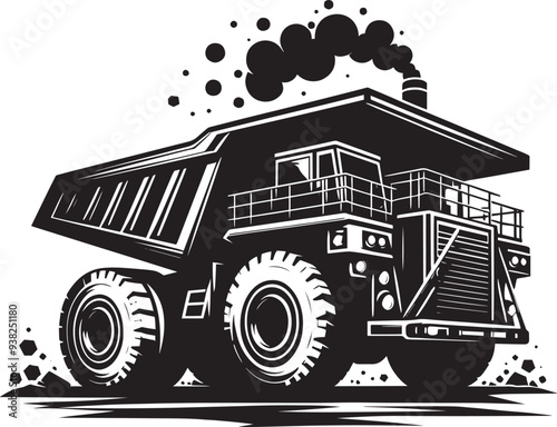Mining Truck silhouette vector illustration isolated on a white background