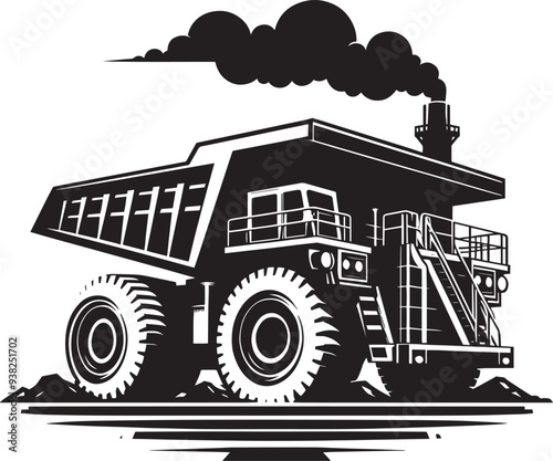 Mining Truck silhouette vector illustration isolated on a white background