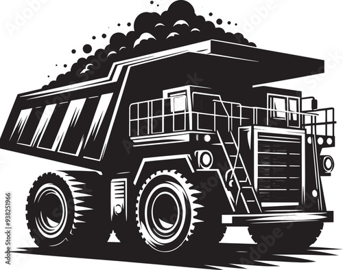 Mining Truck silhouette vector illustration isolated on a white background