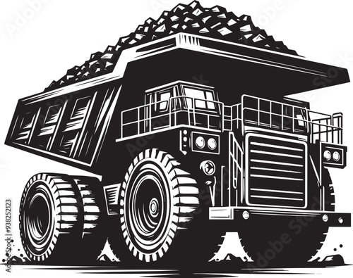 Mining Truck silhouette vector illustration isolated on a white background