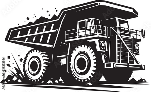 Mining Truck silhouette vector illustration isolated on a white background