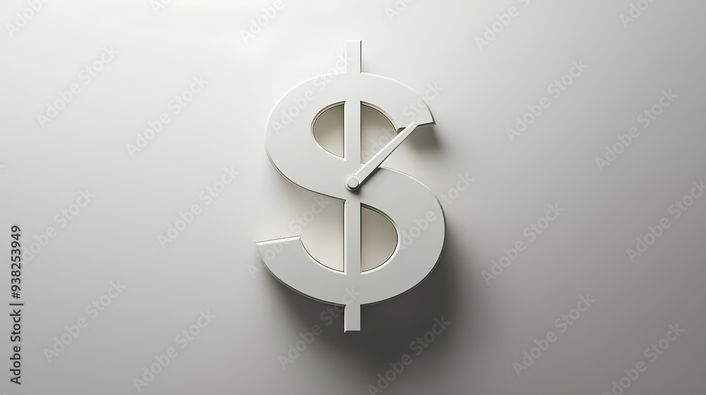3d render of white dollar sign with clock hands on it, 3d render of white dollar sign with clock hands on it,