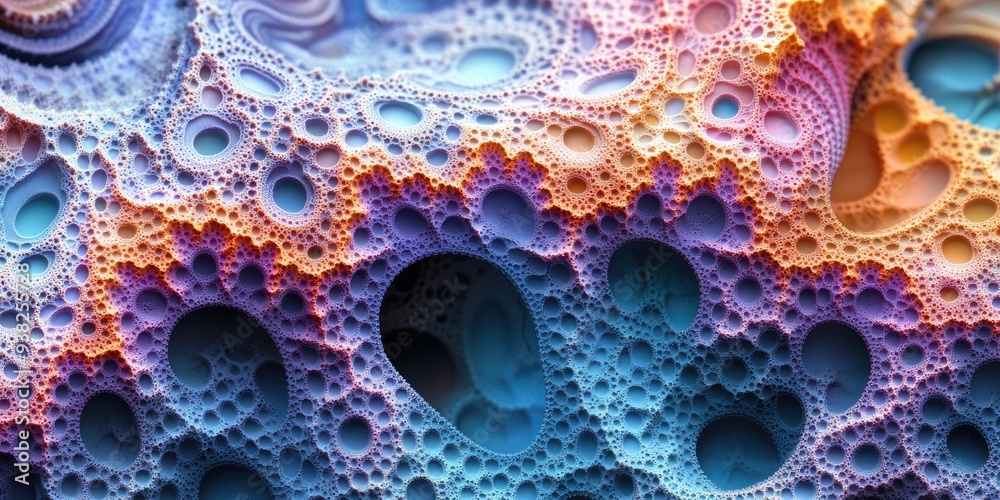 Abstract 3D Render of a Textured Surface with Circular Holes and Vibrant Colors Abstract 3D Render of a Textured Surface with Circular Holes and Vibrant Colors