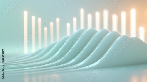 The image is a computer generated wave with a green background