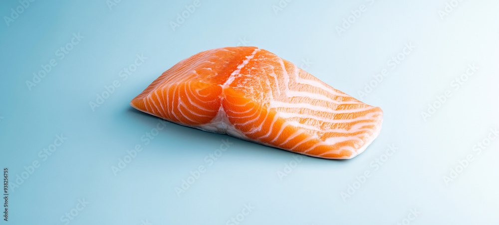 A single fillet of salmon against a minimal background A single fillet of salmon against a minimal background
