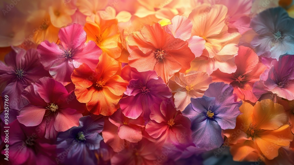 A stunning display of soft petals in vibrant colors, creating an explosion of beauty and tranquility.