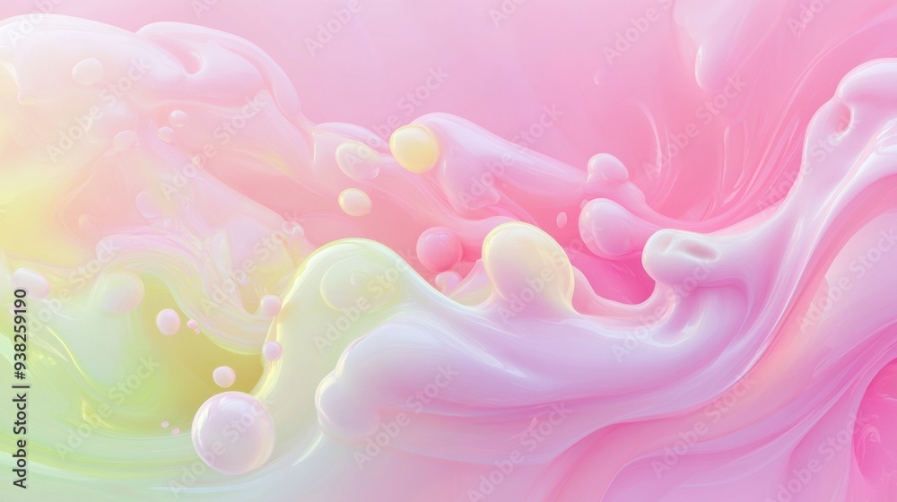 A colorful swirl of pink, yellow, and green paint