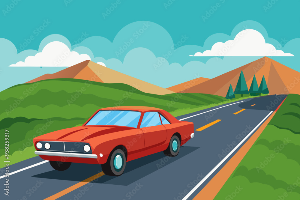Fototapeta premium The car is on the road vector