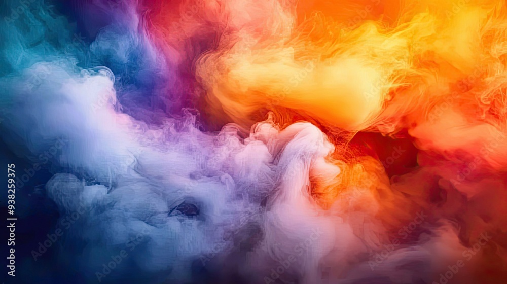 A vivid explosion of color with swirling smoke and mist, creating an entrancing and energetic visual effect. A vivid explosion of color with swirling smoke and mist, creating an entrancing and energetic visual effect.