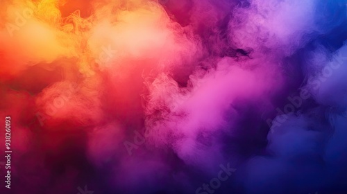 An energetic explosion of vibrant colors, swirling mist, and smoke, forming a captivating abstract background.