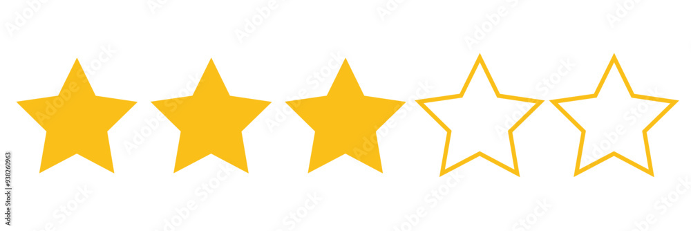 Product rating or customer review with gold stars and half star, 3 rating stars on white background, Product rating or customer review with gold stars and half star, 3 rating stars on white background,