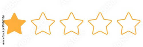 Product rating or customer review with gold stars and half star, 1 rating stars