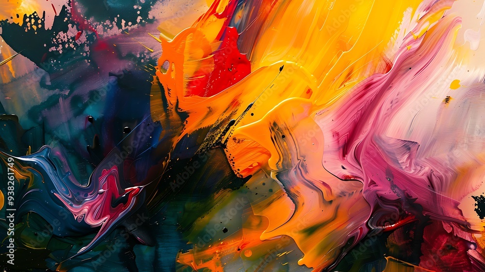 Abstract painting with a rich color palette, featuring bold, vibrant strokes that convey movement and emotion Abstract painting with a rich color palette, featuring bold, vibrant strokes that convey movement and emotion